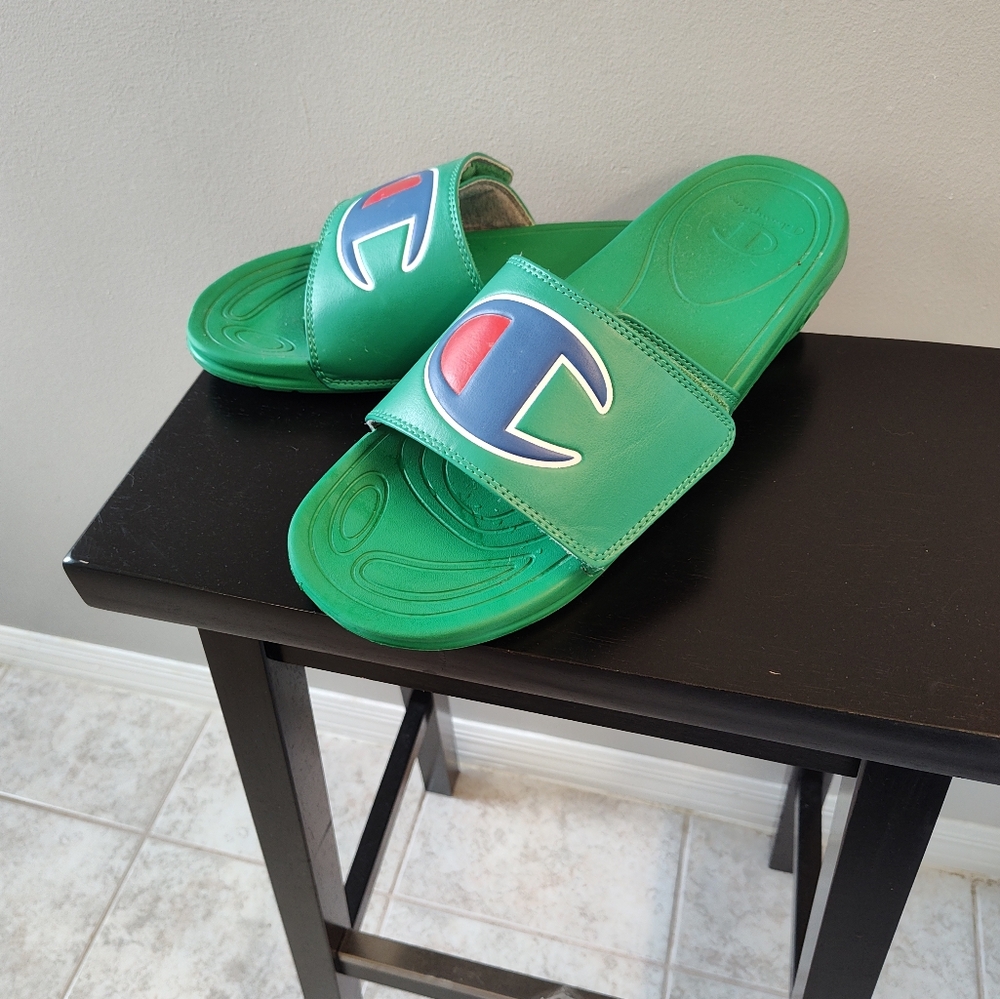 Champion Mens Green Slide Sandals